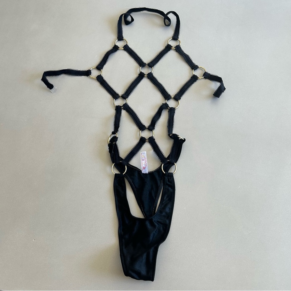Elegant Black Strappy Bodysuit